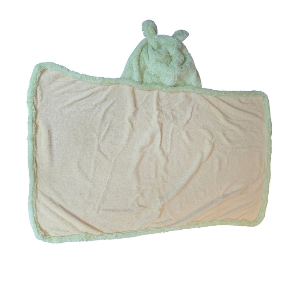Blankets & Beyond Hooded Hood Bear Ear Baby Blanket Yellow Green Plush Faux Fur